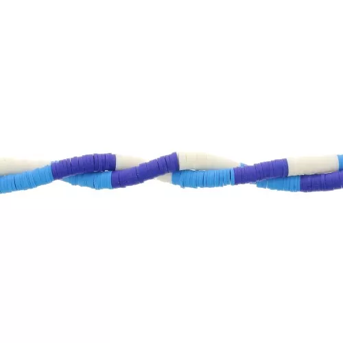 Heishi beads polymer clay rondelles 6x1mm Mix n°10 - Multi blue - White x39cm