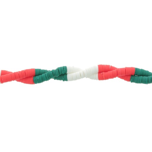 Heishi beads polymer clay rondelles 6x1 mm - Mix n°11 - Green - Red x39cm