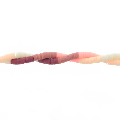 Heishi polymer clay rondelle beads 6x1mm - Mix n°13 - Burgundy - Cream x39cm