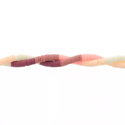 Heishi polymer clay rondelle beads 6x1mm - Mix n°13 - Burgundy - Cream x39cm