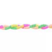 6x1mm Heishi polymer clay rondelle beads - Mix n°14 - Green - Pink x39cm