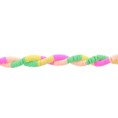 6x1mm Heishi polymer clay rondelle beads - Mix n°14 - Green - Pink x39cm