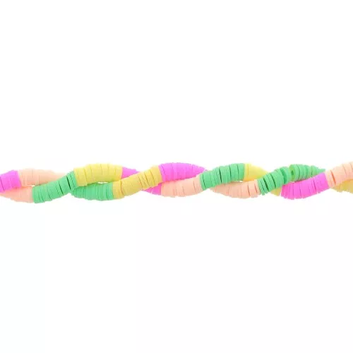 Heishi beads polymer clay rondelles 6x1 mm - Mix n°14 - Green - Pink x39cm