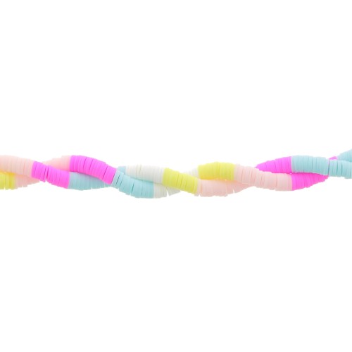 6x1mm Heishi polymer clay rondelle beads - Mix n°16 - Light blue- Pink x39cm