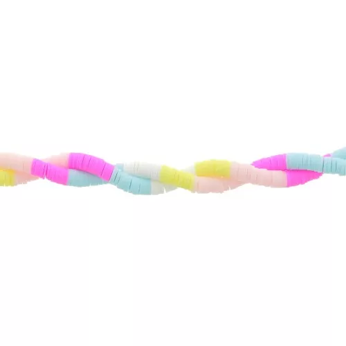 Heishi beads polymer clay rondelles 6x1mm - Mix n°16 - Light blue- Pink x39cm
