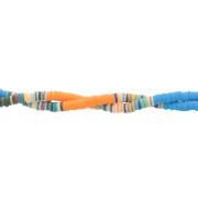 Heishi beads polymer clay rondelles 6x1mm - Mix n°17 - Orange - Blue x39cm