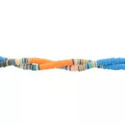 Heishi beads polymer clay rondelles 6x1mm - Mix n°17 - Orange - Blue x39cm