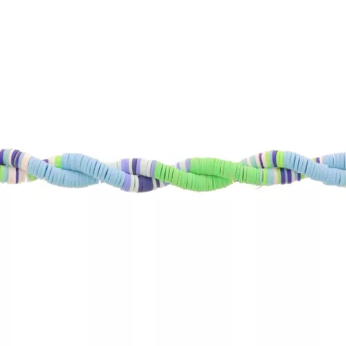 Heishi beads polymer clay rondelles 6x1mm - Mix n°18 - Green - Blue x39cm