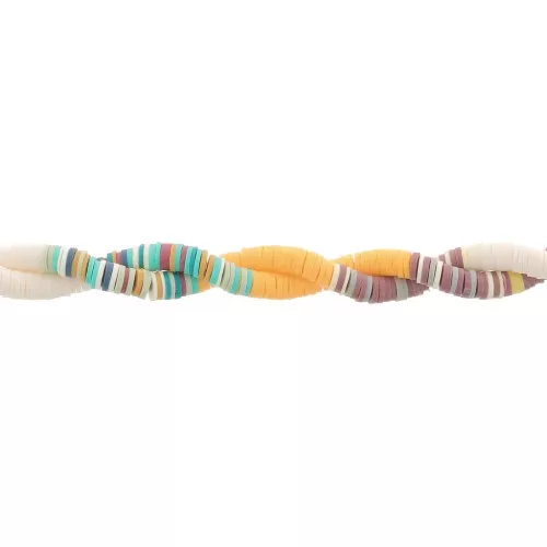 Heishi beads polymer clay rondelles 6x1 mm Mix n°20 - Cream - Sunflower x39cm