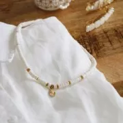 Heishi beads polymer clay rondelles 6x1 mm Mix n°20 - Cream - Sunflower x39cm