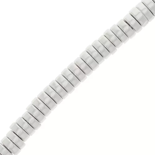 6x2mm Heishi roundel beads - flat disc - imitation Hematite - Silver Tone x39cm