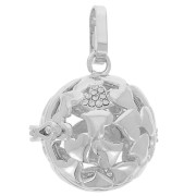 22 mm heart-shaped pregnancy bola pendant for 18 mm ball - Rhodium x1