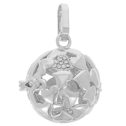 22 mm heart-shaped pregnancy bola pendant for 18 mm ball - Rhodium x1