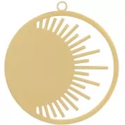 30mm Stainless steel 316L Round pendant - sun pattern - Gold Tone x1