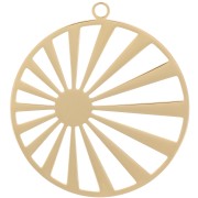 28mm Stainless steel round sun pendant - for 6mm cabochon - Gold Tone x1|raw }}