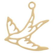 Swallow Charm, 17x16.5 mm - Gold-Plated 316L Stainless Steel x1