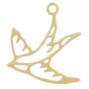 Swallow Charm, 17x16.5 mm - Gold-Plated 316L Stainless Steel x1