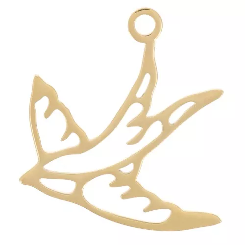 Swallow Charm, 17x16.5 mm - Gold-Plated 316L Stainless Steel x1