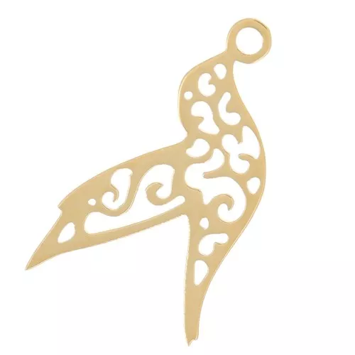 14.5x8mm Stainless Steel 316L Hummingbird Charm - Gold Tone x1