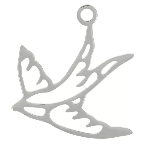 17x16mm Stainless Steel 316L Swallow Charm x1