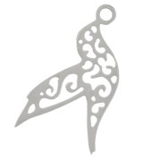 14.5x8mm Stainless Steel 316L openwork Hummingbird charm x1