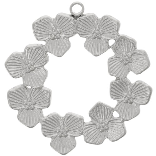 23mm 316L Stainless Steel Flower Crown Pendant x1