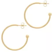 30mm Open hoop earrings with ball - Fine Gold plated x2