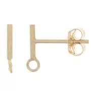 6mm T-Bar Stud Earrings with Open Hoop - Gold Filled x2