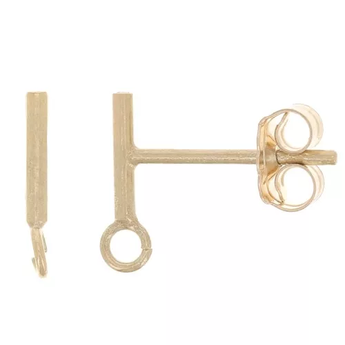 6mm T-Bar Stud Earrings with Open Hoop - Gold Filled x2