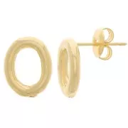 12.5x10mm Hollow oval earstuds - Fine Gold-plated x2