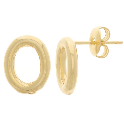 12.5x10mm Hollow oval earstuds - Fine Gold-plated x2