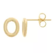 9.5x8mm Hollow oval earstuds - Fine Gold-plated x2