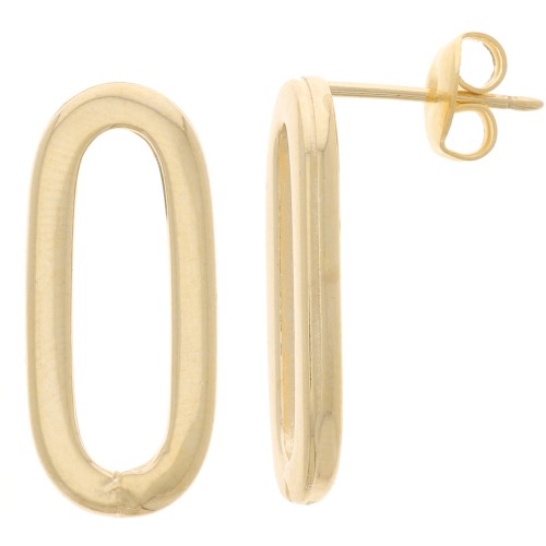 22x10mm Hollow oval earstuds - Fine gold-plated x2