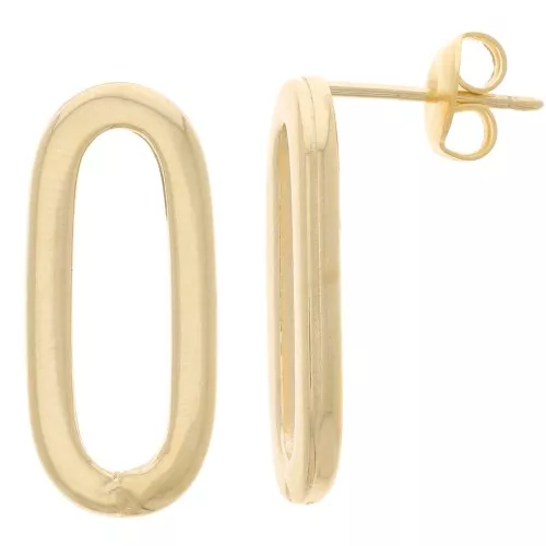 22x10mm Hollow oval earstuds - Fine gold-plated x2