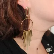 22x10mm Hollow oval earstuds - Fine gold-plated x2