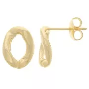 13x9.5mm Oval Twisted EarStuds - Fine Gold-plated x2
