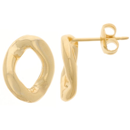 15x12mm Oval Twisted EarStuds - Fine Gold-plated x2