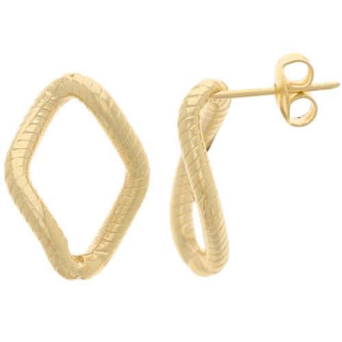 20x14mm Oval Twisted EarStuds - Fine Gold-plated x2