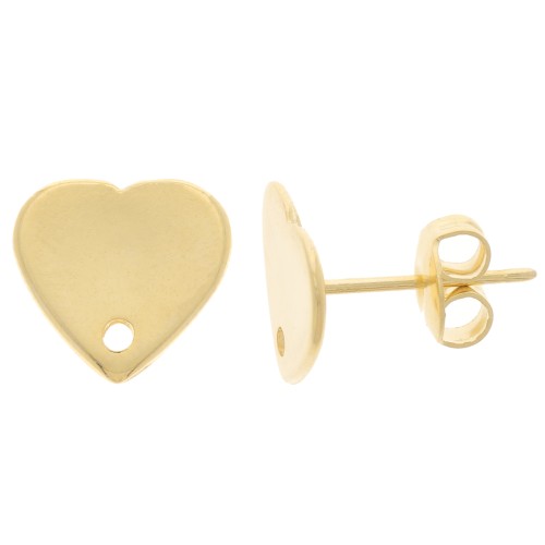 10x11mm Heart earstuds - Fine Gold-plated x2