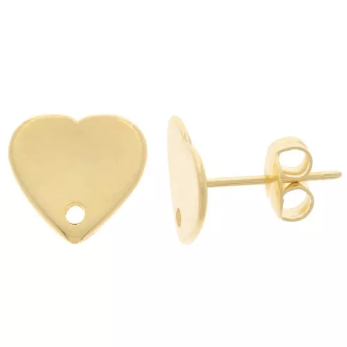 10x11mm Heart earstuds - Fine Gold-plated x2
