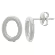 12.5x10mm Oval EarStuds - Rhodium x2