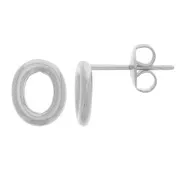 9.5x8mm Oval EarStuds - Rhodium x2
