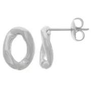 13x9.5mm Oval Twisted EarStuds - Rhodium x2
