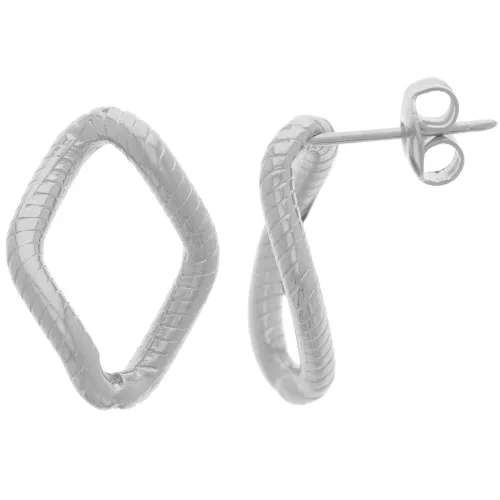 20x14mm Oval Twisted EarStuds - Rhodium x2