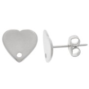 10x11mm Heart EarStuds - Rhodium x2