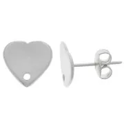 10x11mm Heart EarStuds - Rhodium x2