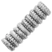 4mm Flat striated roundel beads - Antique silver tone x10
