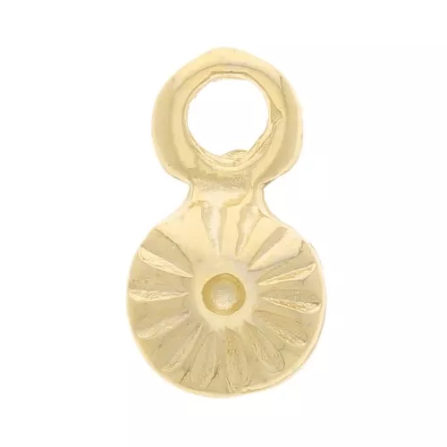 6mm Mini Round striped Charm - Fine Gold Plated x4
