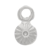 6mm Mini Round striped Charm - Rhodium Tone x4|raw }}