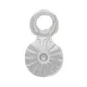 6mm Mini Round striped Charm - Rhodium Tone x4